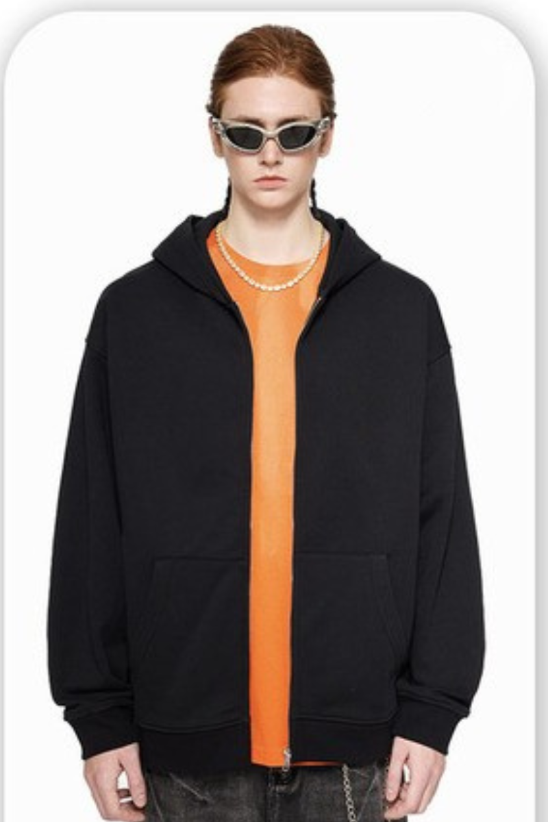 Men's Spring Summer 360g Solid Terry Zip Hoodie