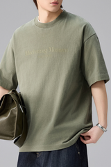 Men's Summer Cotton Washed Print Crewneck Tee