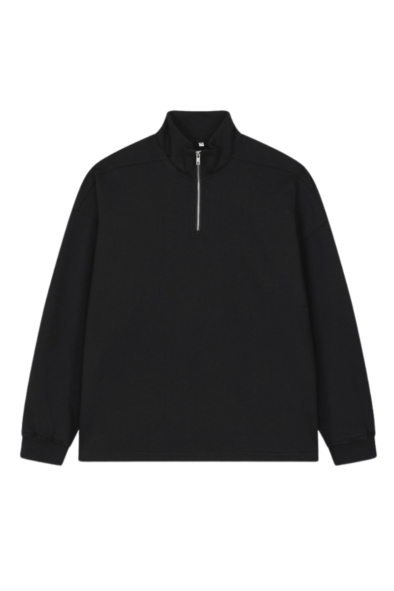 Women's Summer 450g Half Zip Raw Edge StandCollar Sweatshirt