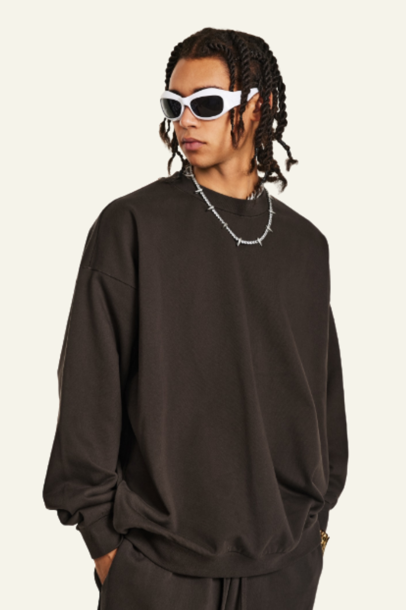 Men's Solid Color Athletic Wear Crewneck Pullover