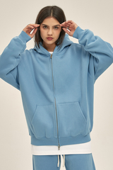 Women's Streetwear 350G Heavyweight Full Zip Hooded Jacket