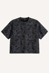 Unisex 260g Distressed Denim Hole Texture Boxy Tee
