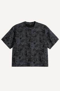 Unisex 260g Distressed Denim Hole Texture Boxy Tee