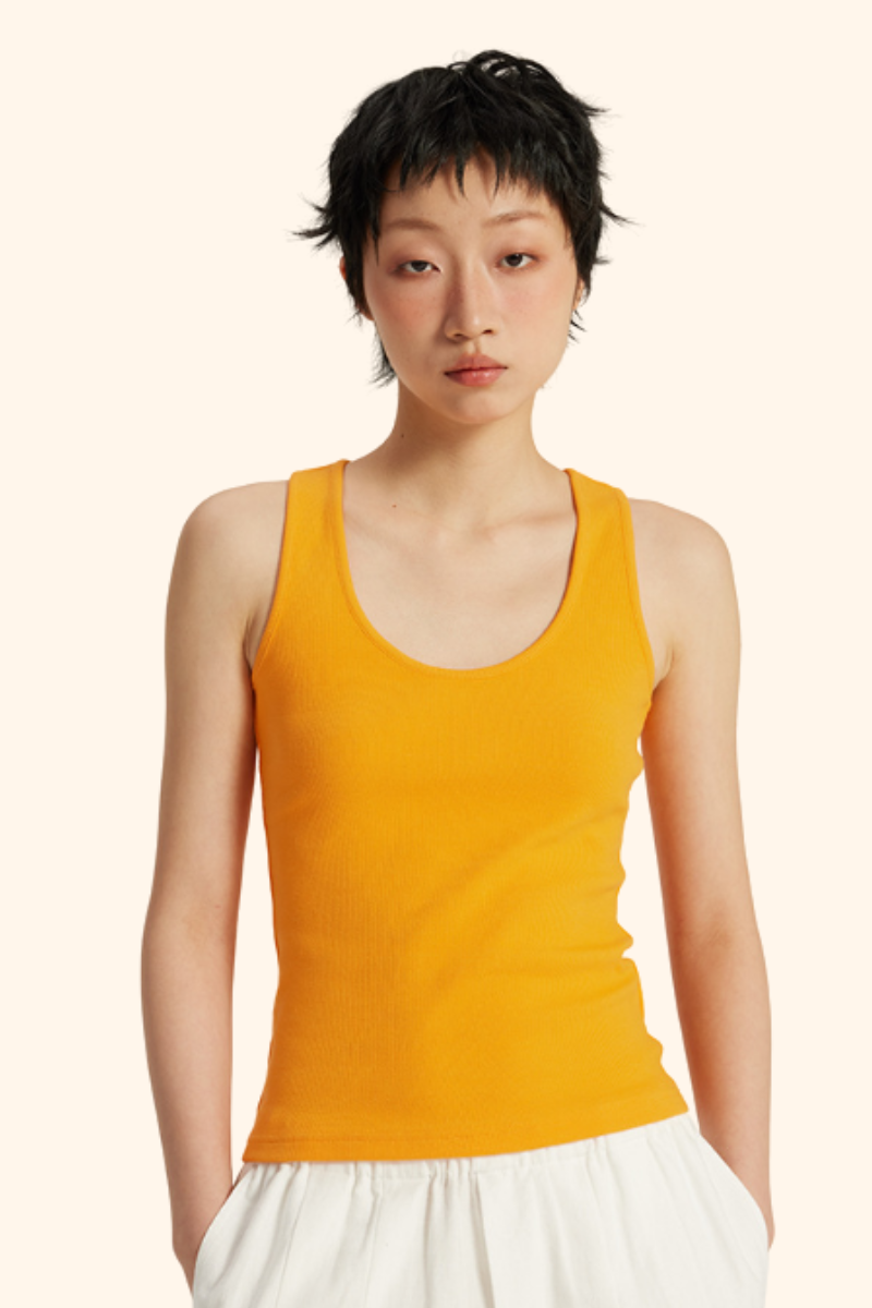 Women's Spring Summer 280g Stretch Rib U-Neck Camisole