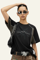 Women's Streetwear Color Block Printed T-shirt