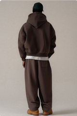Men's Streetwear Set:Cropped Hooded Jacket And Sweatpants