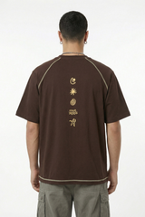 Men's Cotton Linen Oversized Long Sleeve Back Print Tee
