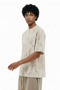 Men's Streetwear Jacquard Crack Print Vintage T-shirt