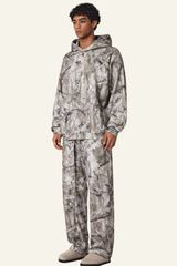 Men's  Camouflage Set:Fleece-Lined Hoodie And Shorts