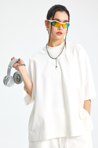 Women's Cotton Relaxed Drop Shoulder Solid T-shirt