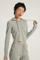 Women's Streetwear Cropped Finger Cuffs Hooded Jacket