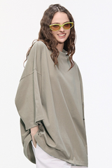 Women's Retro Cotton Drop-Shoulder Solid T-shirt