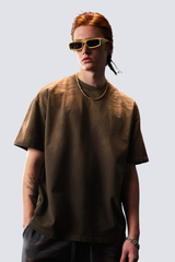 Men's Summer 250g Tiger Spray Fade Washed Oversized Tee