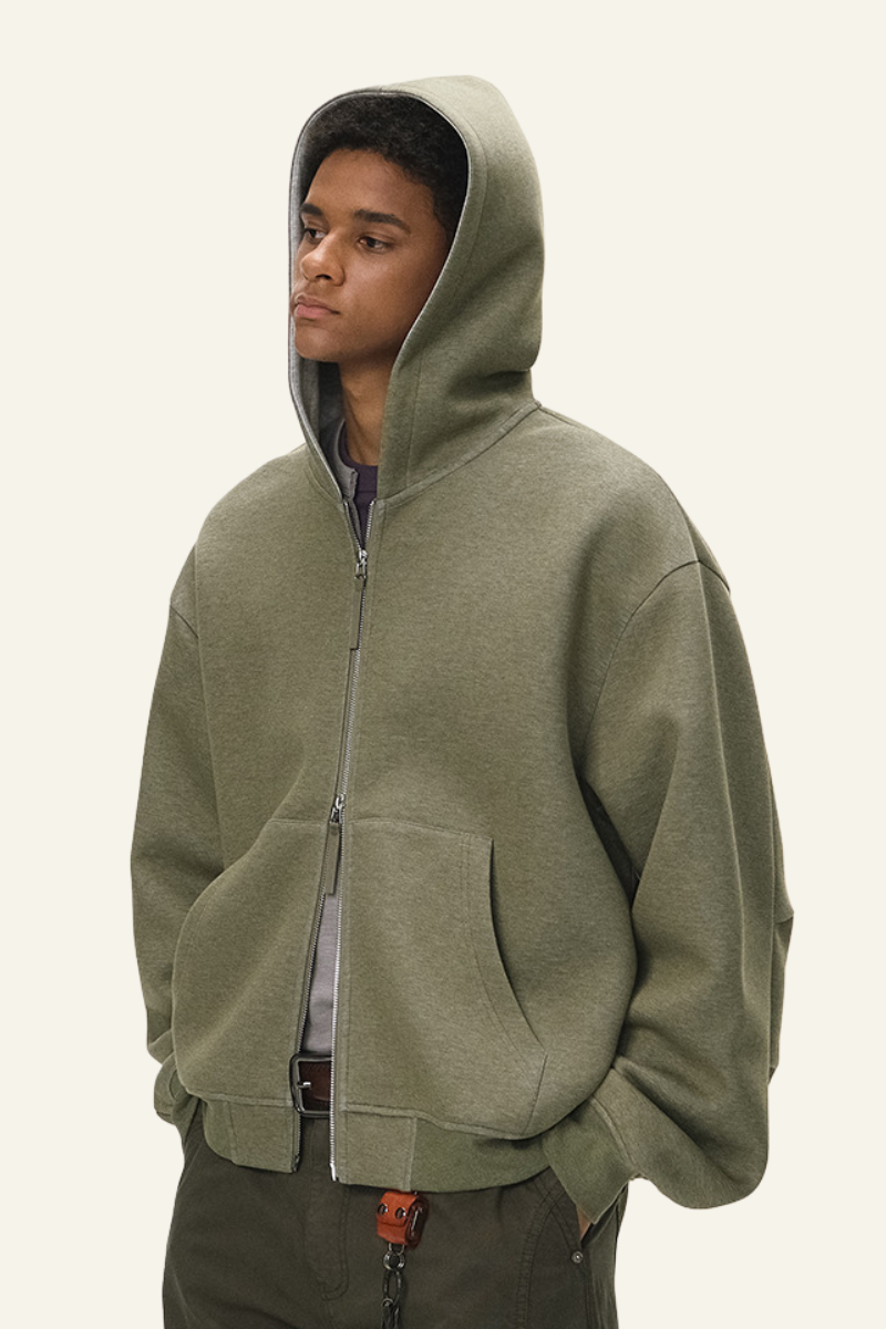 Men's Streetwear Double-Sided Zip Hooded Jacket