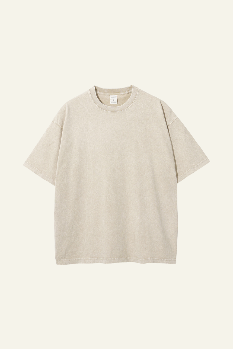 Women's Cotton Streetwear Wax-Dyed Washed Distressed T-shirt