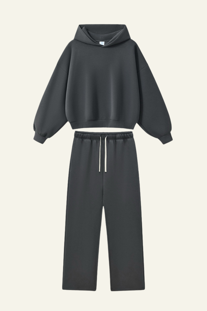 Men's Streetwear Set :Cropped Hoodie And Casual Pant