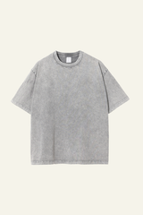 Men's Cotton Streetwear Wax-Dyed Washed Distressed T-shirt