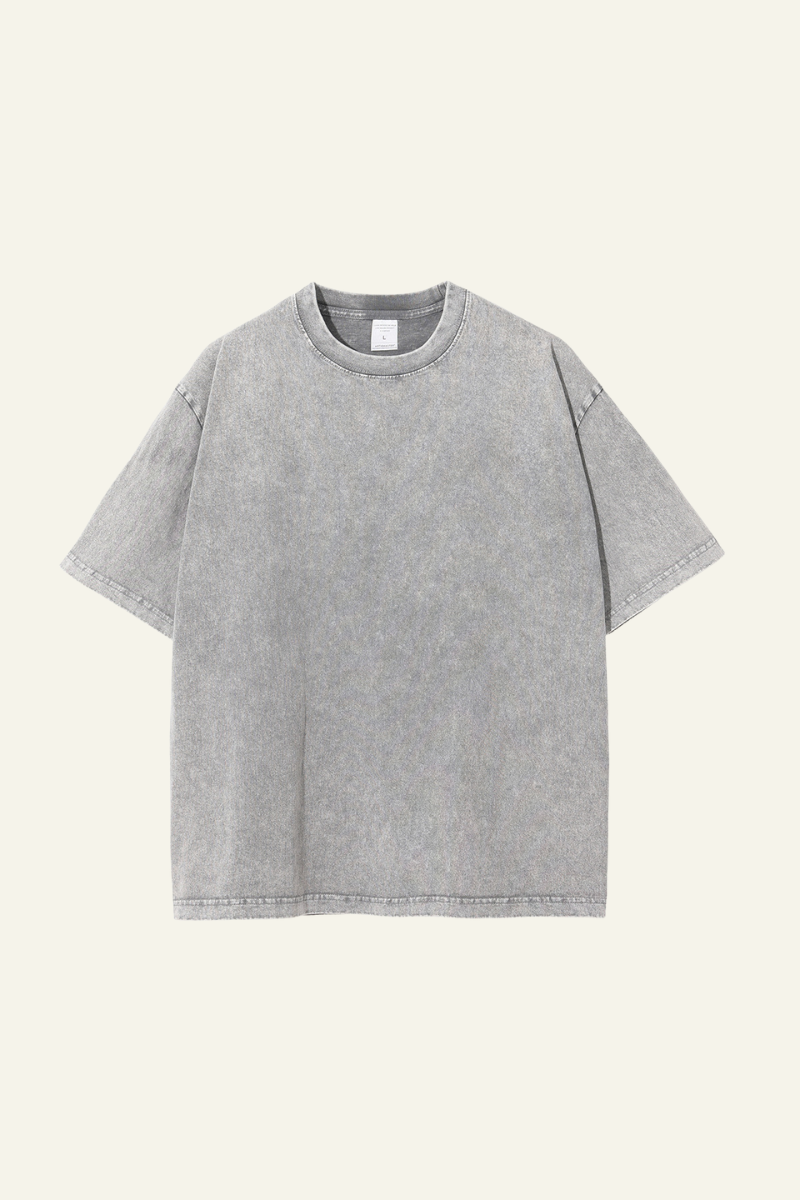 Women's Cotton Streetwear Wax-Dyed Washed Distressed T-shirt