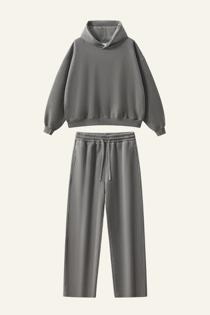 Women's Heavyweight Washed Set:Hoodie And Casual Pant