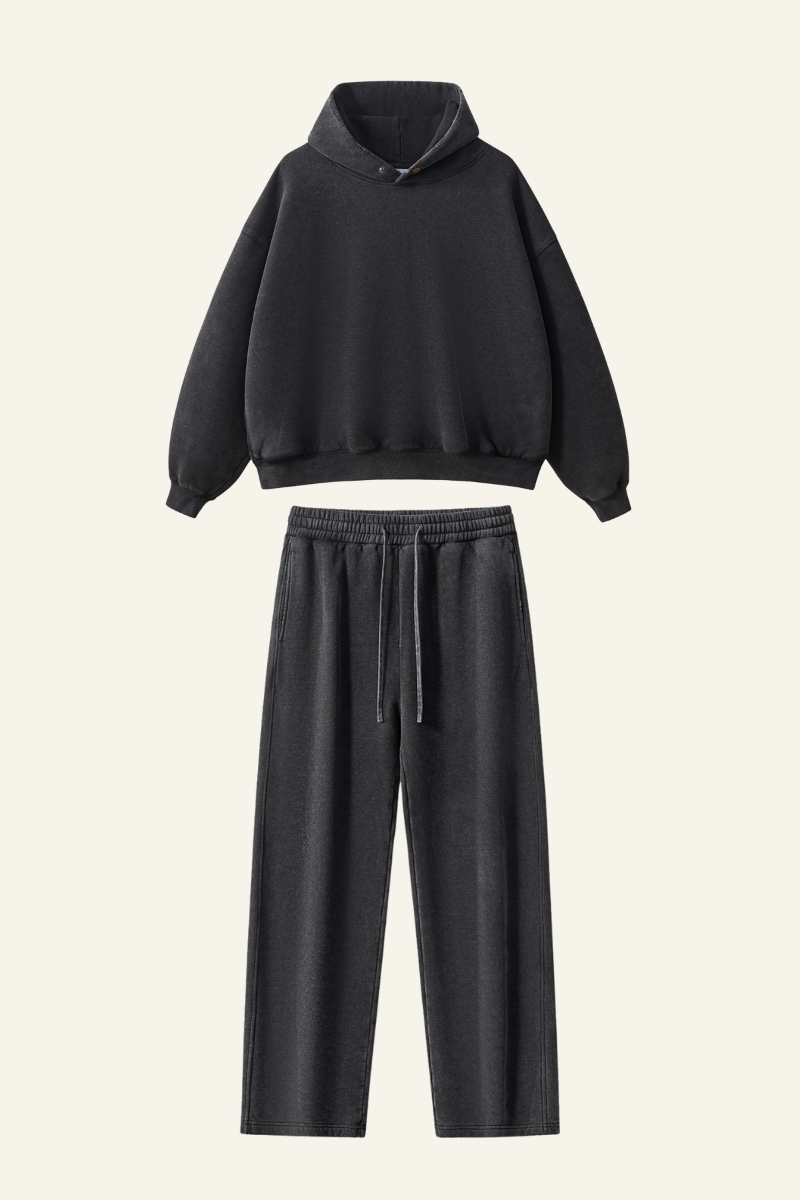 Women's Heavyweight Washed Set:Hoodie And Casual Pant