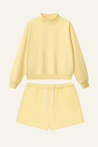Women's Streetwear Set:Mock Neck Sweatshirt And Shorts