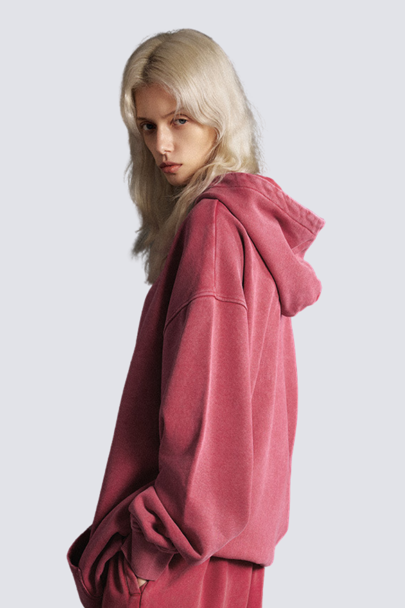 Women's 420g Heavy Cotton Washed Distressed Hoodie