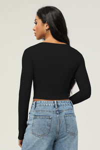 Cropped long-sleeved sports top