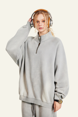 Women's Stand Collar Half Zipper Fleece-Lined Sweatshirt