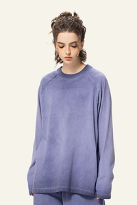 Women's Streetwear Washed Cotton Long-Sleeved T-shirt.