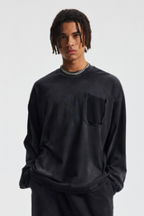 Men's Cotton Gradient Distressed Long Sleeves T-shirt