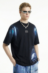 Men's Oversized Solid Cooling Powder Puff Print T-Shirt