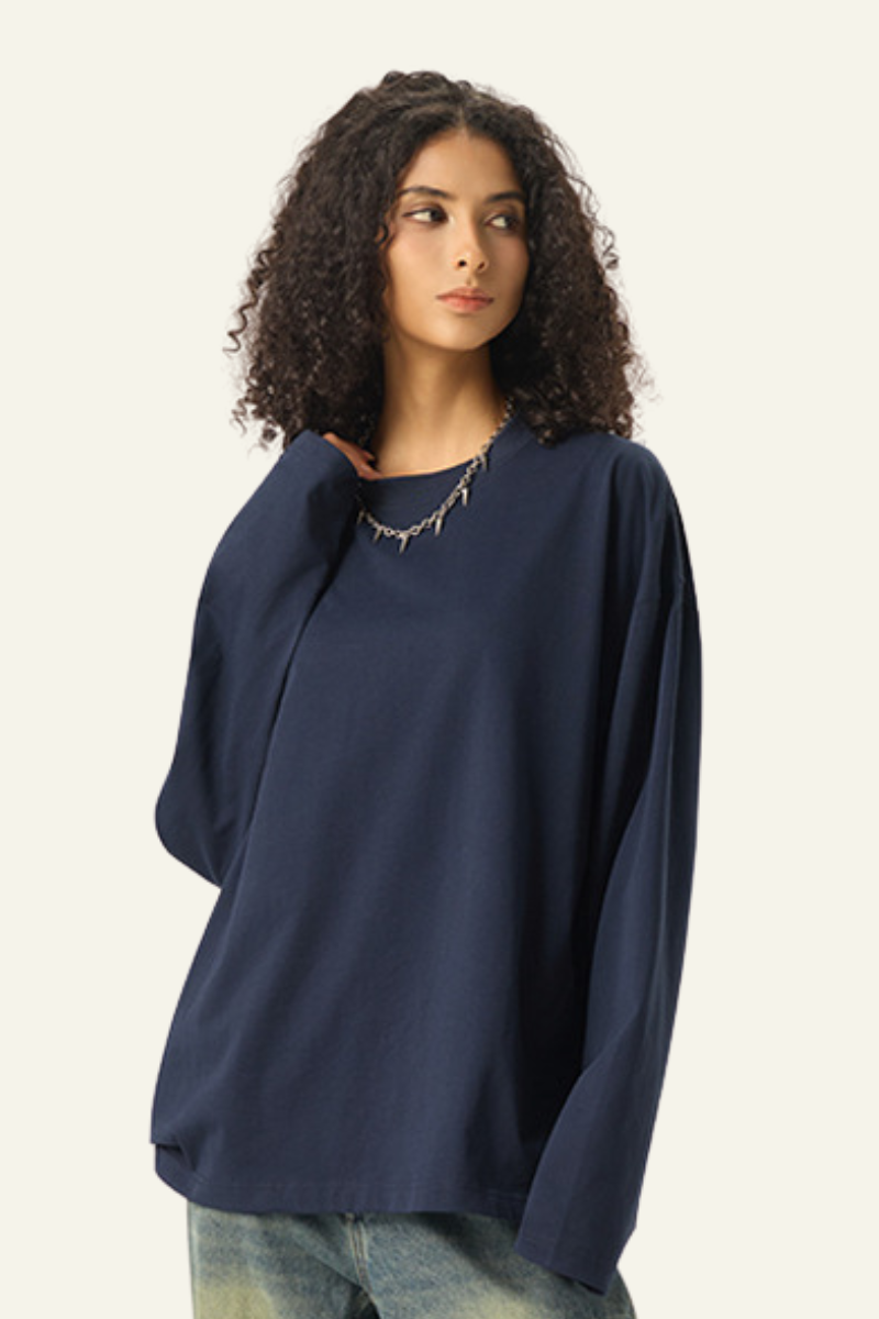 Women's Cotton Relaxed Long-Sleeved T-shirt