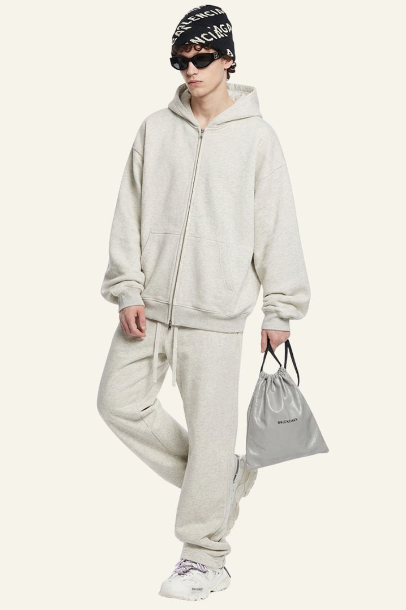Men's Streetwear Set:Hooded Jacket & Straight Leg Pants