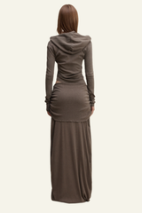 Women's Slim Fit Set:Long Seelve Top & Maxi Skirt