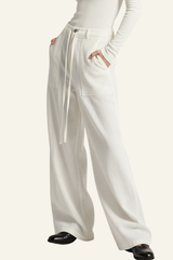 Women's Streetwear Lyocell Double-Waisted Wide Leg Pants