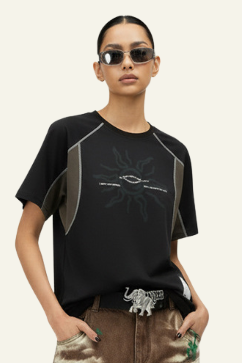 Women's Streetwear Color Block Printed T-shirt