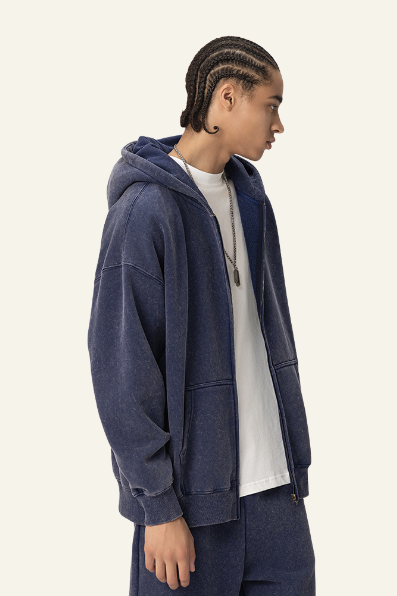 Men's Streetwear Fleece-Lined Hooded Jacket
