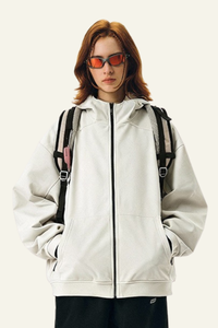 Men's Streetwear Front Pocket Full-zipper Hooded Jacket