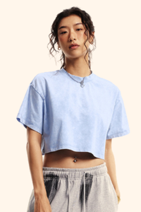 Women's Spring Summer 230g Washed Oversized Cropped Tee