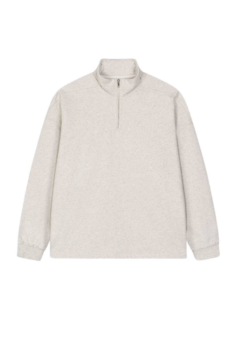 Women's Summer 450g Half Zip Raw Edge StandCollar Sweatshirt