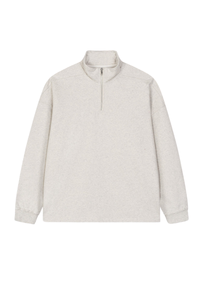 Women's Summer 450g Half Zip Raw Edge StandCollar Sweatshirt
