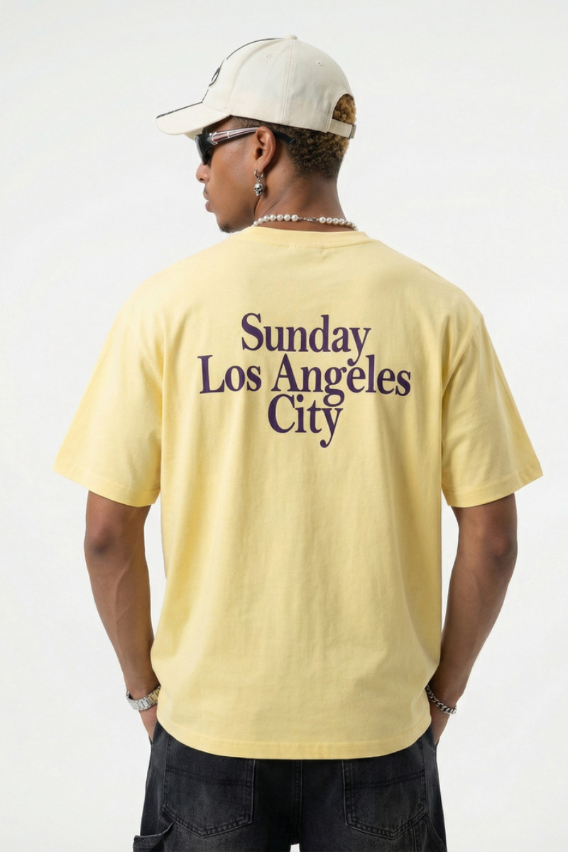 Men's Colorblock Double Collar Letter Print Oversized Tee