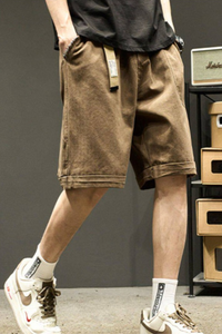 Men's Summer Cotton Loose Straight Webbing Cargo Shorts