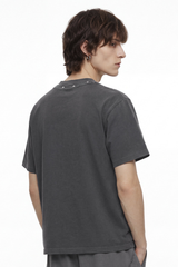 Men's Summer 285g Cotton Washed Rivet Ribbed Oversized Tee