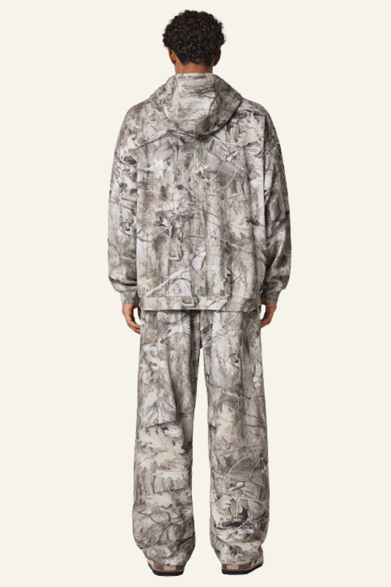 Men's Camouflage Set:Fleece-lined Hoodie And Casual Pants