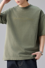 Men's Summer Cotton Washed Print Crewneck Tee