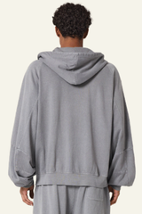 Men's  Streetwear Vintage Washed Full Zipper Hooded Jacket.