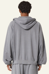 Men's  Streetwear Vintage Washed Full Zipper Hooded Jacket.