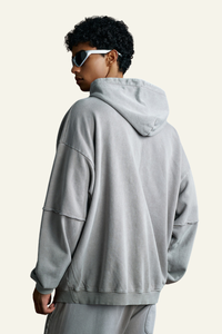 Men's Cotton Vintage Faux-Two-Piece Hoodie.