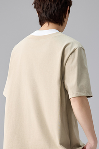 Men's Summer Mock Layer Henley Colorblock Tee